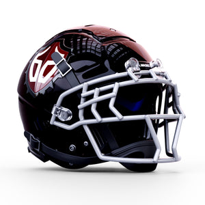 black football helmet with red face mask RAMSEY F7 – B.A. Masks